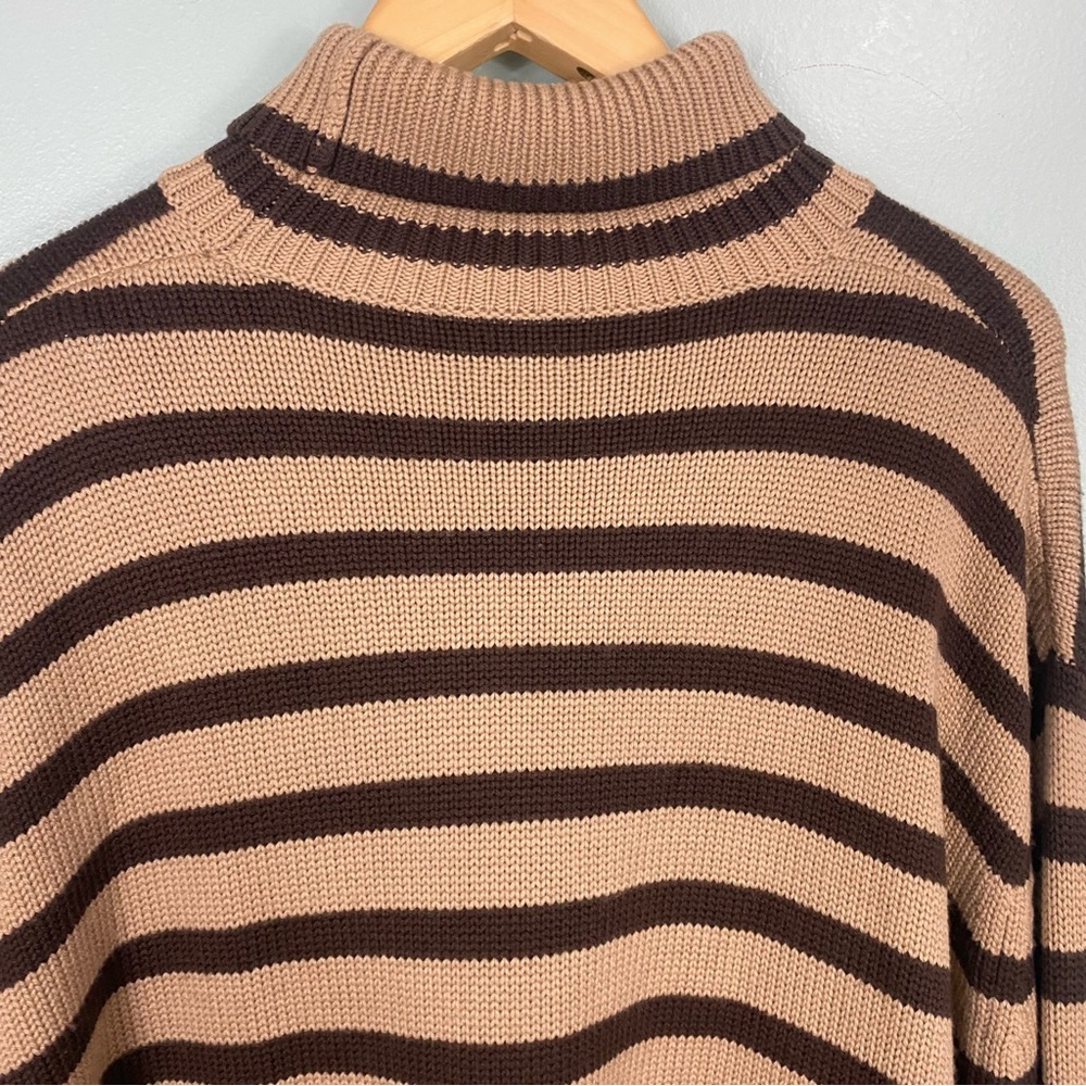 Toteme Brown Striped Signature Turtleneck Sweater Chunky Draped‎ Sz M Wool Blend - Picture 10 of 10